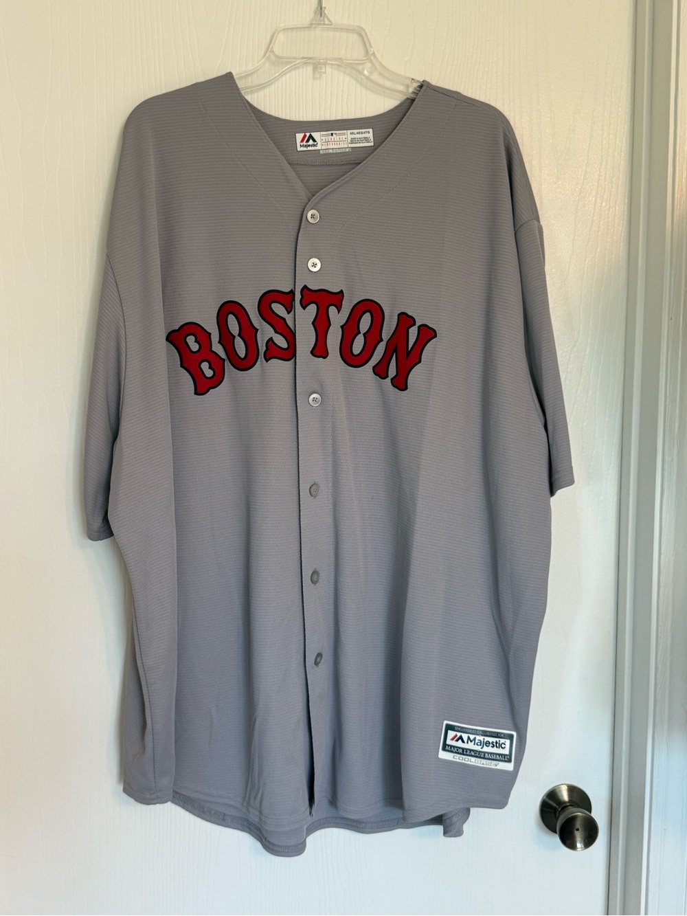 Majestic Boston Gray MLB Button-Front Baseball Jersey